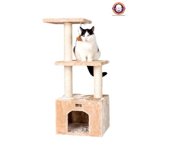 Real Wood 3-tier Cat Condo With Sisal Scratching Post 39