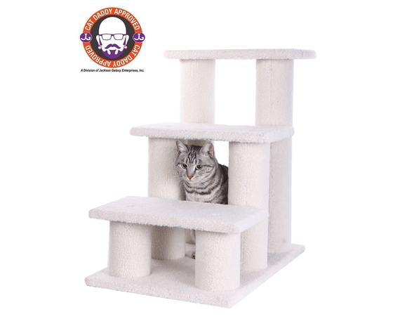 Real Wood 3 Step Cat Step Stairs Ramp,  25